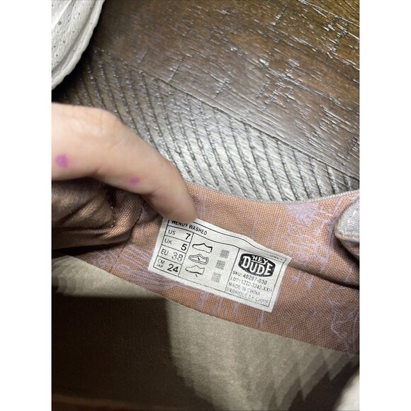 Women’s Size 7 Hey Dude Wendy Washed Gray Graphic Lined Slip-On Casual Shoes - Picture 7 of 11